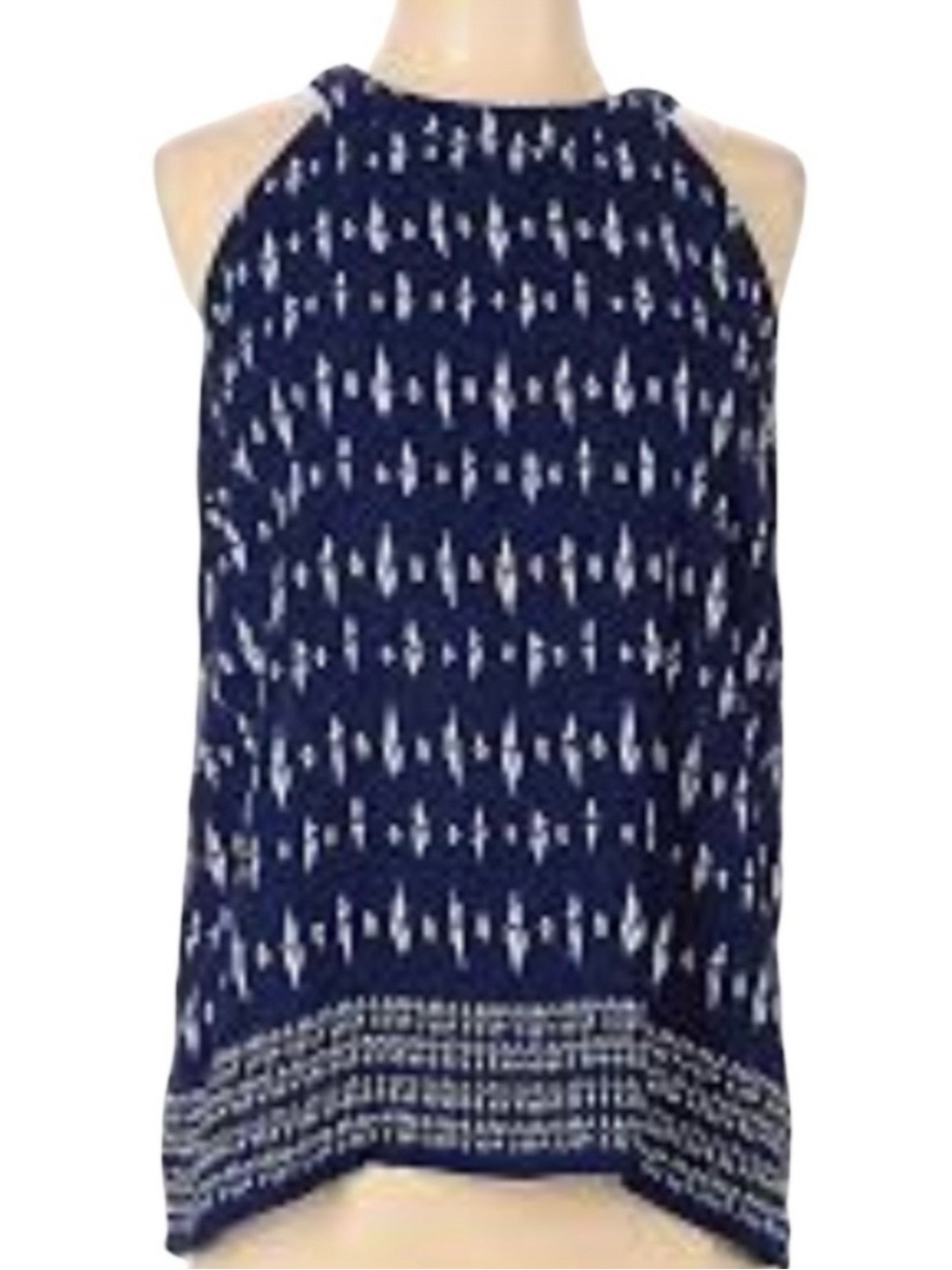 Artisan NY Navy Patterned Sleeveless Top Size Small EUC Looks new